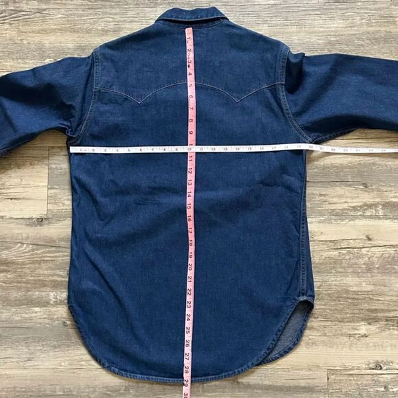 Vintage 70s Ralph Lauren Western Wear Denim Bib Button Shirt Size 12 RARE! - Picture 8 of 9